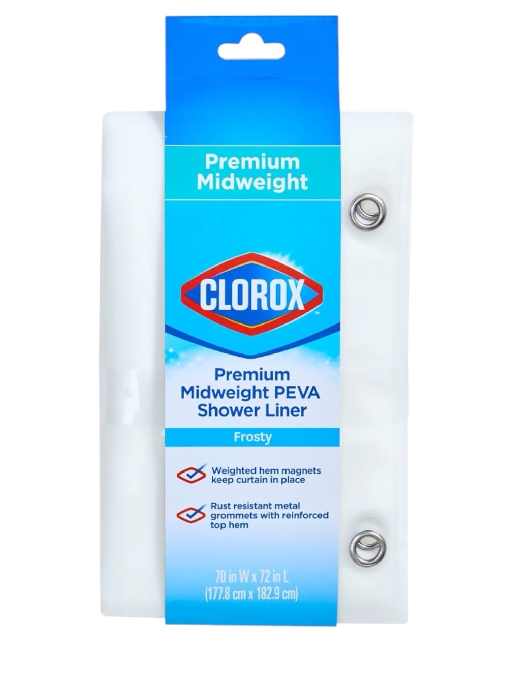 Clorox Frosty White PEVA Shower Liner with Metal Grommets